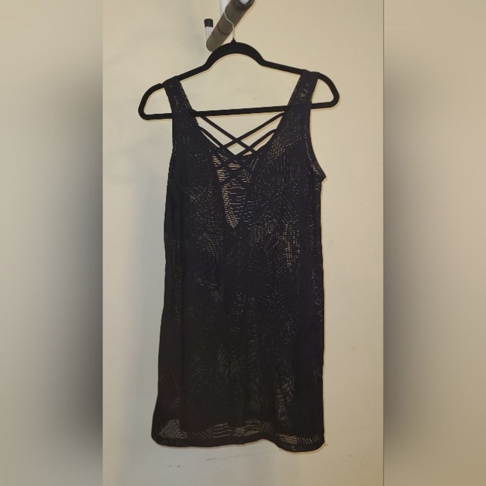 J. Valdi Swimsuit Cover Up Dress Size M Black Sleeveless
